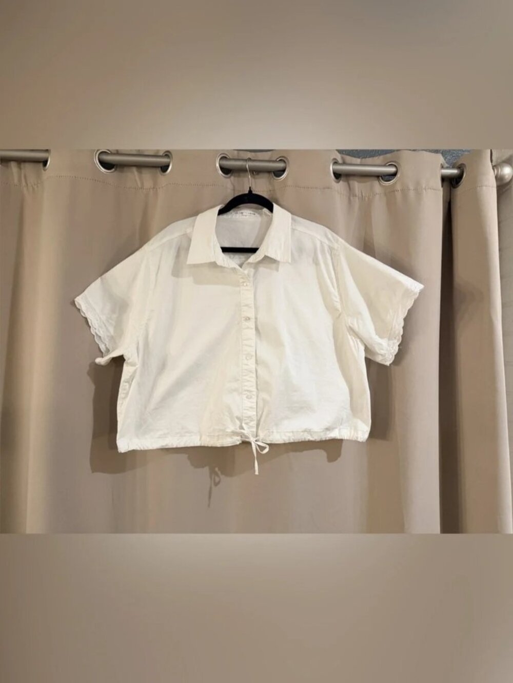 Celebrity Pink Cropped Ruffle Sleeve Button Down White XXL
